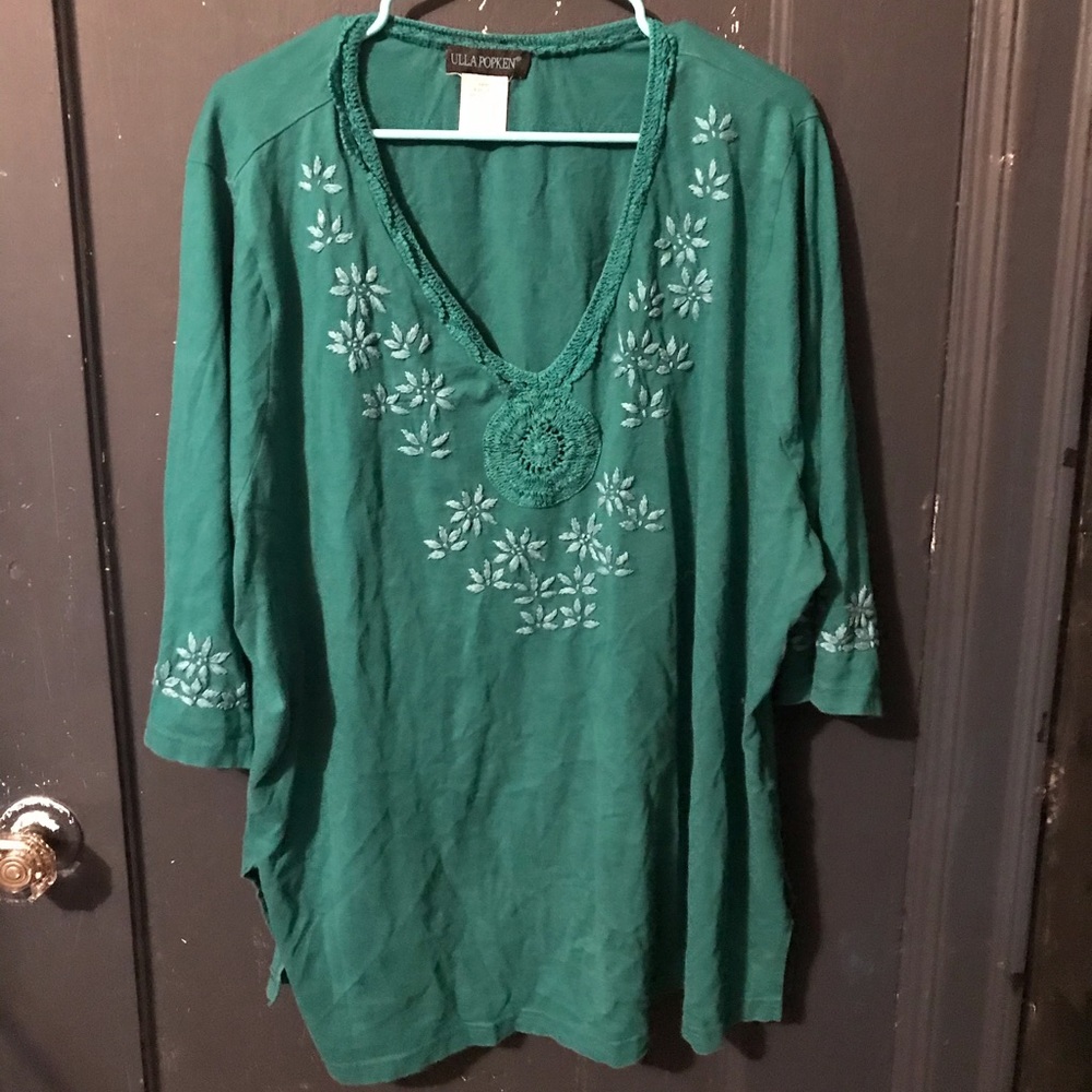 Green embroidered top